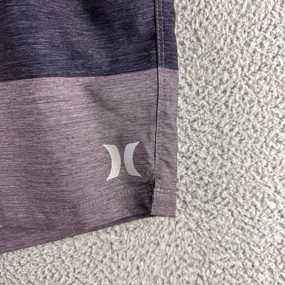 Hurley Swim Shorts Mens XL Gray Striped Lined Swim Trunks Beach‎ Pool Party - Picture 5 of 16